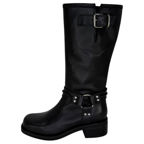 Steve Madden Black Moto Boots with Buckle Detail - Picture 3 of 13